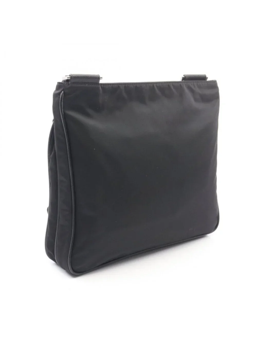 Prada Shoulder Bag Re-Nylon Black Nylon Saffiano Leather Triangle Logo - Picture 2 of 6